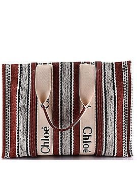 Chloé Woody Tote Striped Linen Large (view 1)