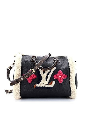 Louis Vuitton Speedy Bandouliere Bag Leather and Monogram Teddy Shearling 30 (view 1)