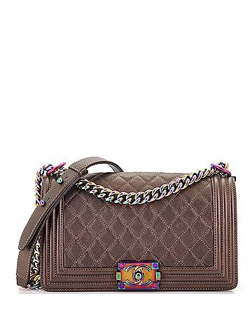 Chanel Boy Flap Bag Quilted Iridescent Goatskin Old Medium (view 1)