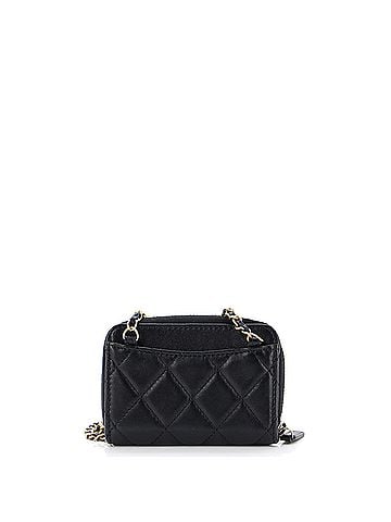Chanel Pearl Crush Zip Around Card Holder on Chain Quilted Lambskin (view 2)
