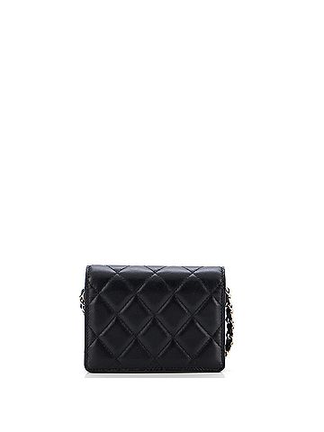 Chanel Camellia Bow Flap Card Holder with Chain Quilted Lambskin (view 2)