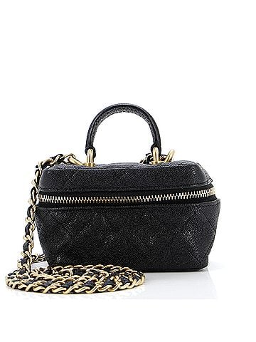 Chanel Top Handle Zip Around Vanity Case with Chain Quilted Caviar Mini (view 1)