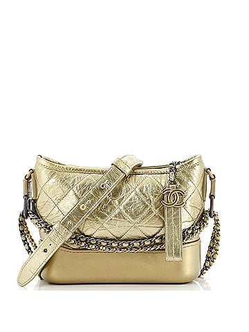 Chanel Gabrielle Hobo Quilted Metallic Aged Calfskin Small (view 1)