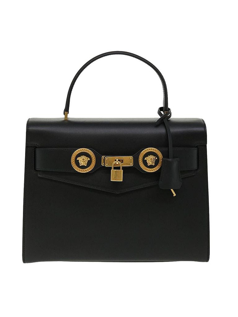 Versace 100% Leather Solid Black Black Leather Handbag One size - photo 1