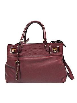 Salvatore Ferragamo Gancini Burgundy Leather Tote Bag (view 1)