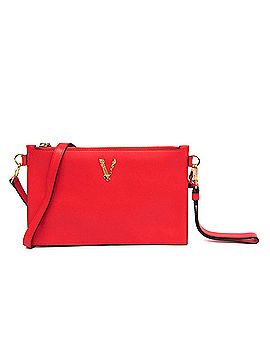 Versace Virtus Red Leather Shoulder Bag (view 1)