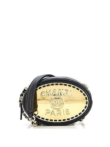 Chanel Logo Plate Oval Clutch With Chain Metal and Lambskin (view 1)