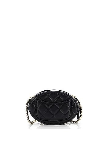 Chanel Logo Plate Oval Clutch With Chain Metal and Lambskin (view 2)