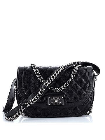 Chanel Double Chained Saddle Messenger Bag Quilted Aged Calfskin Medium (view 1)