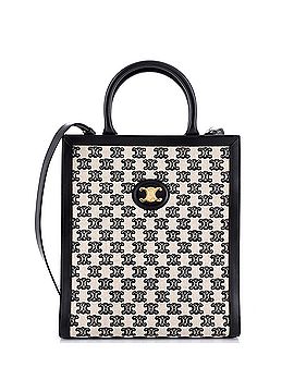 Céline Vertical Cabas Tote Embroidered Canvas with Leather Small (view 1)