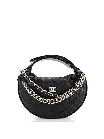 Chanel Double Chain Bow Hobo Pouch Quilted Caviar Mini (view 1)