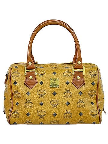 MCM Visetos Brown Canvas Handbag (view 1)