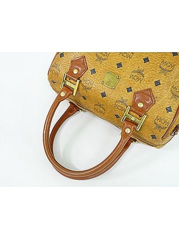MCM Visetos Brown Canvas Handbag (view 2)
