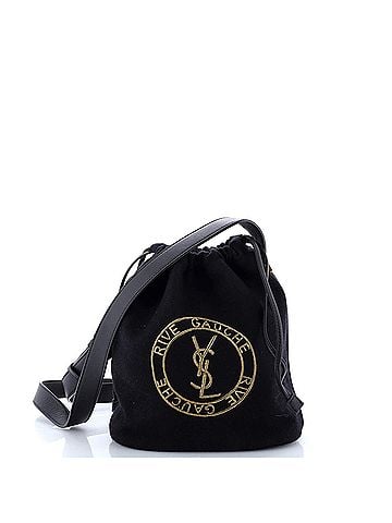 Saint Laurent Rive Gauche Drawstring Bucket Bag Embroidered Wool (view 1)