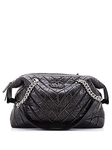 Chanel CC Bowling Bag Chevron Aged Calfskin Medium (view 1)