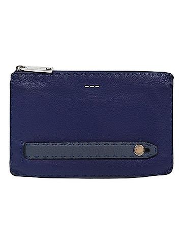 Fendi Selleria Blue Leather Clutch Bag (view 1)