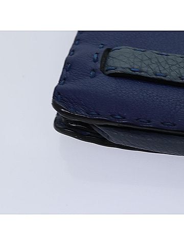 Fendi Selleria Blue Leather Clutch Bag (view 2)