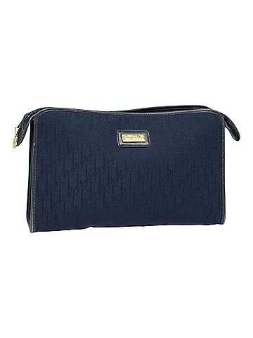 Dior Trotter Navy Canvas Clutch Bag (view 1)