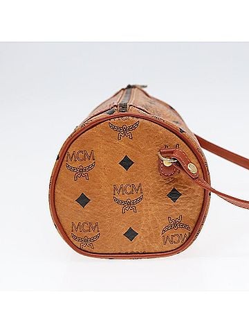 MCM Visetos Brown Canvas Shoulder Bag (view 2)