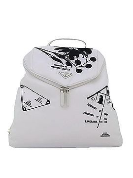 Prada Signaux Printed White Synthetic Backpack Bag (view 1)