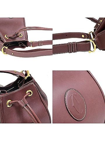 Cartier Must De  Burgundy Leather Shoulder Bag (view 2)