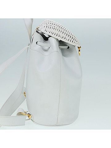 Salvatore Ferragamo White Leather Backpack Bag (view 2)
