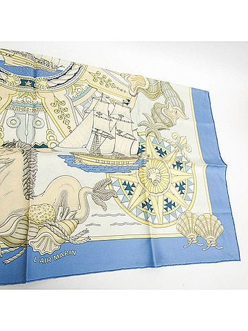 Hermès Carré 90 Blue Silk Scarf (view 2)