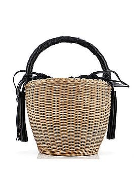 Saint Laurent Panier Tassel Round Bucket Bag Wicker with Leather (view 1)