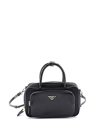 Prada Front Pocket Zip Around Bowler Tessuto with Leather Small (view 1)