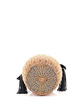 Saint Laurent Panier Tassel Round Bucket Bag Wicker with Leather (view 2)
