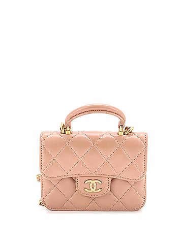 Chanel Top Handle Flap Coin Purse with Chain Quilted Lambskin (view 1)