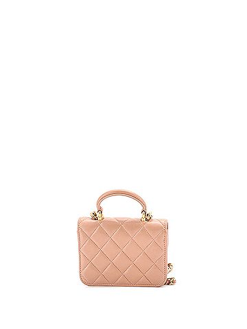 Chanel Top Handle Flap Coin Purse with Chain Quilted Lambskin (view 2)