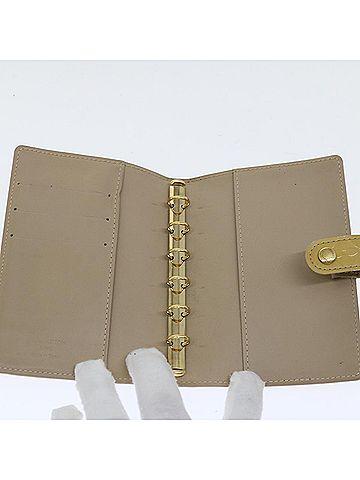 Louis Vuitton 100% Patent Leather Tan Agenda Pm Beige Patent Leather Wallet One size