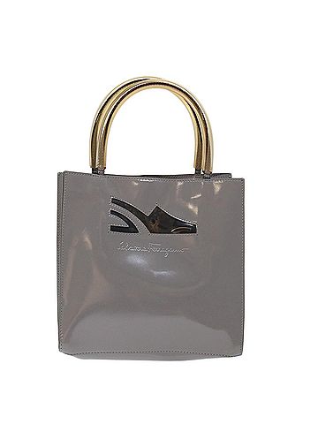 Salvatore Ferragamo Grey Patent Leather Handbag (view 1)