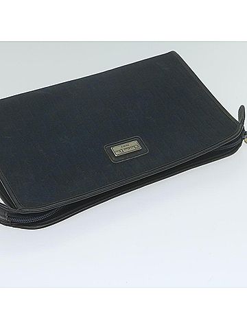 Dior Navy Canvas Clutch Bag (view 2)