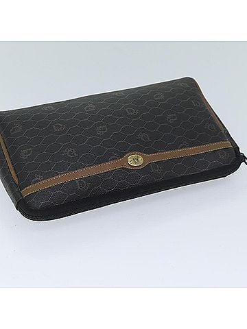 Dior Honeycomb Black Canvas Clutch Bag (view 2)