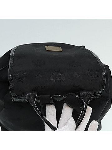 MCM Black Leather Backpack Bag (view 2)