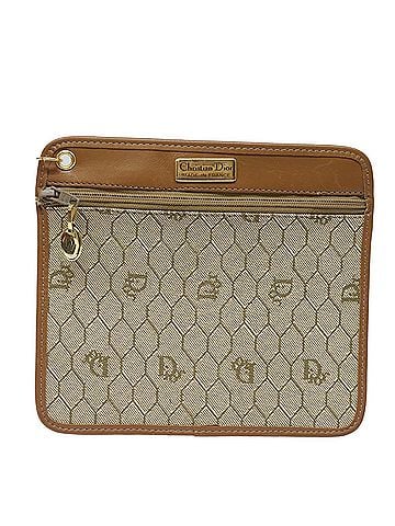 Dior Honeycomb Beige Canvas Clutch Bag (view 1)