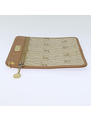 Dior Honeycomb Beige Canvas Clutch Bag (view 2)