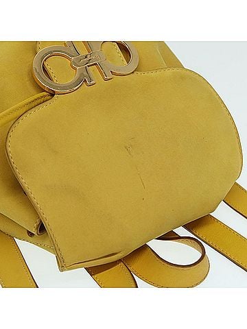Salvatore Ferragamo Gancini Yellow Suede Backpack Bag (view 2)