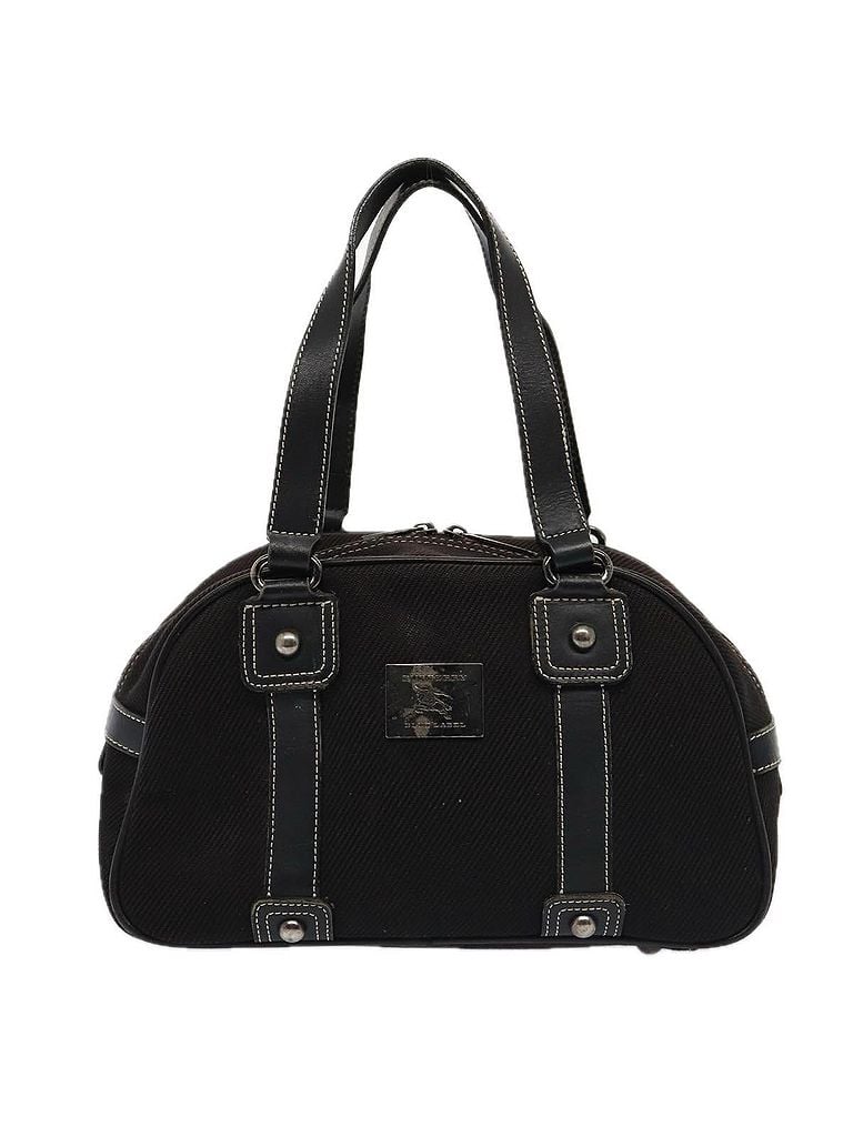 Burberry 100% Canvas Solid Black Black Canvas Handbag One size - photo 1