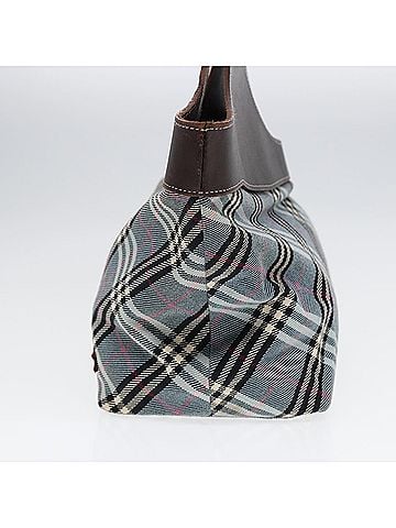 Burberry Plaid Blue Canvas Handbag (view 2)