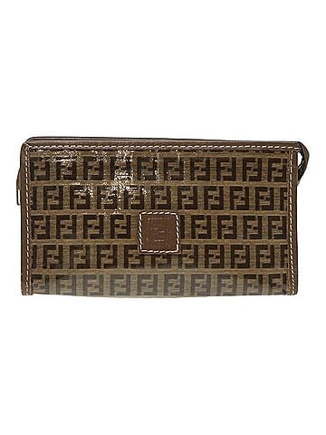 Fendi Zucchino Brown Canvas Clutch Bag (view 1)