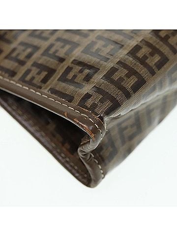 Fendi Zucchino Brown Canvas Clutch Bag (view 2)