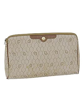 Dior Honeycomb Beige Canvas Clutch Bag (view 1)