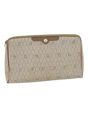 Dior Honeycomb Beige Canvas Clutch Bag (view 1)