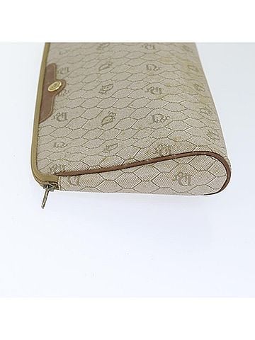 Dior Honeycomb Beige Canvas Clutch Bag (view 2)