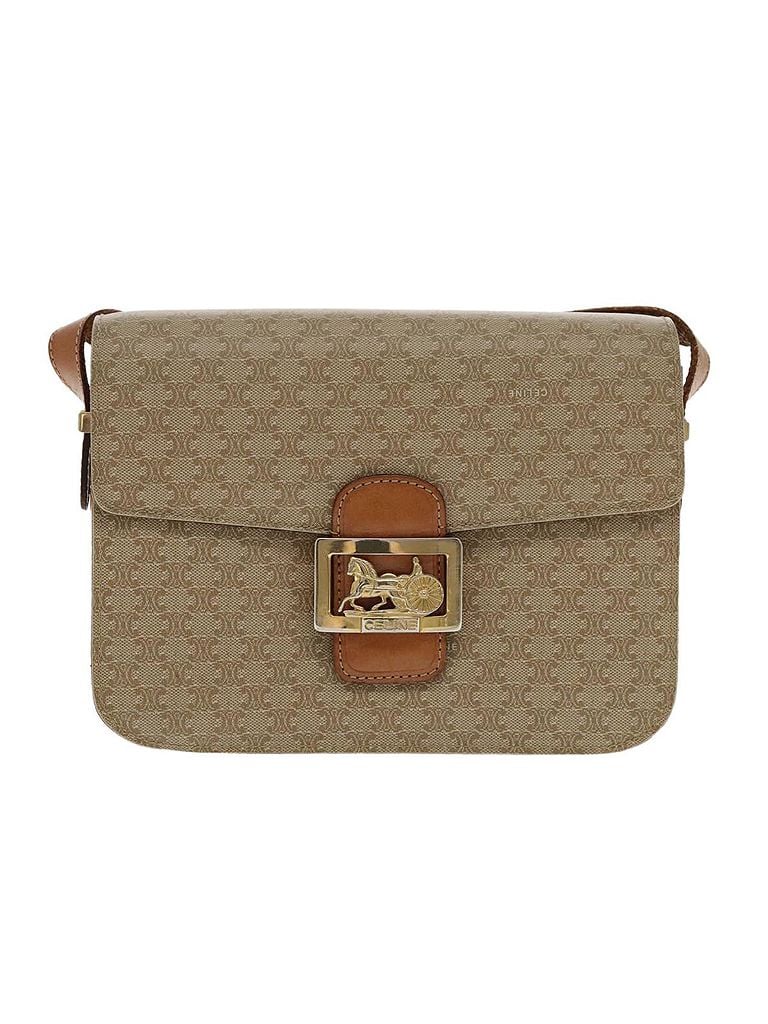 Céline 100% Canvas Solid Tan Horse Carriage Beige Canvas Shoulder Bag One size - photo 1