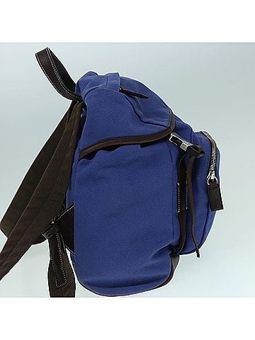 Prada Blue Canvas Backpack Bag (view 2)