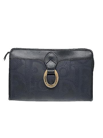 Dior Trotter Navy Canvas Clutch Bag (view 1)